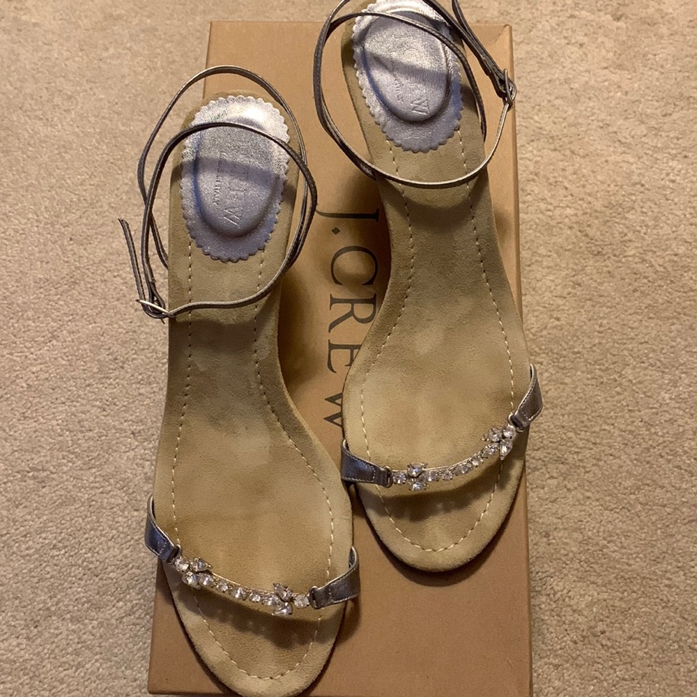 J.Crew Kitten Heel Crystal Sandals